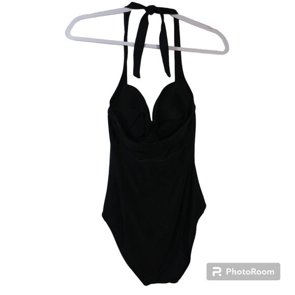 Bond Eye Black Halter Tie One Piece Swim Suit Size 34B - Picture 2 of 10